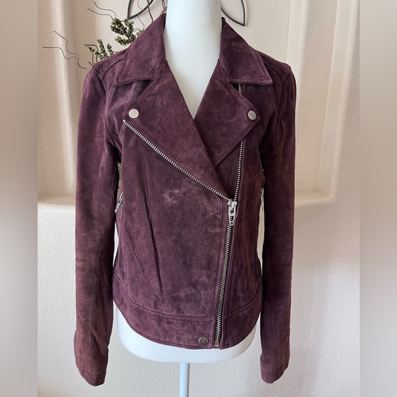 Blank NYC Jackets & Blazers - BlankNYC Purple Suede Leather Moto Jacket Full Zip Biker Motorcycle Womens M